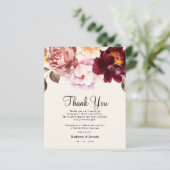 Watercolor Floral Burgundy Wedding Thank You Card (スタンド正面)