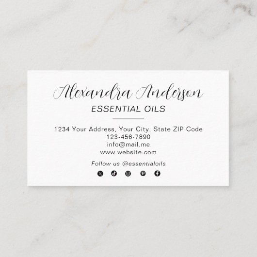 Watercolor Floral Chamomile Essential Oils 名刺 (裏面)