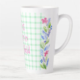 Watercolor Floral Check LIFE is Better Your Town カフェラテマグ