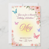 Watercolor Floral Christian Birthday Invitation  招待状 (正面)