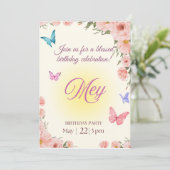 Watercolor Floral Christian Birthday Invitation  招待状 (スタンド正面)