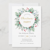 Watercolor Floral Christmas Party Invitation 招待状 (正面)