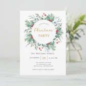 Watercolor Floral Christmas Party Invitation 招待状 (スタンド正面)