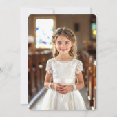 Watercolor Floral Church First Holy Communion 招待状 (裏面)