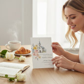 Watercolor Floral Church Wedding Invitation 招待状