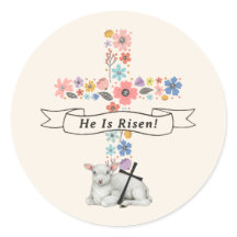 Watercolor Floral Cross He Is Risen Easter  