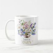 Watercolor Floral Daisies April Birthday Coffee コーヒーマグカップ (左)
