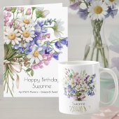 Watercolor Floral Daisies April Birthday Coffee コーヒーマグカップ