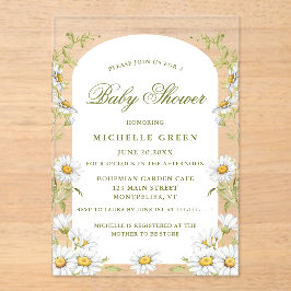 Watercolor Floral Daisy Baby Shower  アクリル招待状