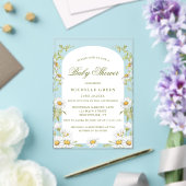 Watercolor Floral Daisy Baby Shower  アクリル招待状 (インサイチュ (ウェディング))