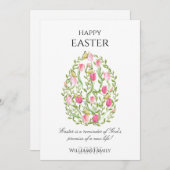 Watercolor Floral Easter Egg Happy Easter シーズンカード (正面/裏面)