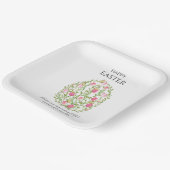 Watercolor Floral Easter Egg Happy Easter ペーパープレート (傾斜あり)