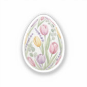 Watercolor Floral Easter Egg Tulips Lavender  シール (正面)