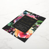Watercolor Floral Elegant Script Dark Wedding Gold 箔招待状 (回転した状態)