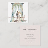 Watercolor Floral Elegant Wedding Planner スクエア名刺 (正面/裏面)