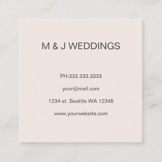 Watercolor Floral Elegant Wedding Planner スクエア名刺 (裏面)