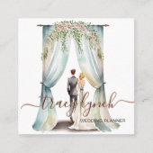 Watercolor Floral Elegant Wedding Planner スクエア名刺 (正面)