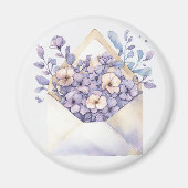 Watercolor Floral Envelope – Cute マグネット (正面)