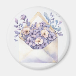 Watercolor Floral Envelope – Cute マグネット