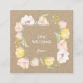 Watercolor Floral Frame Kraft スクエア名刺 (正面)