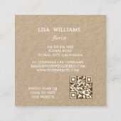 Watercolor Floral Frame Kraft スクエア名刺 (裏面)