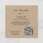 Watercolor Floral Frame Kraft スクエア名刺 (裏面)