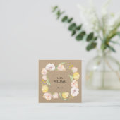 Watercolor Floral Frame Kraft スクエア名刺 (スタンド正面)
