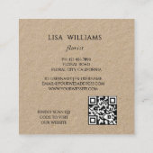 Watercolor Floral Frame Kraft スクエア名刺 (裏面)