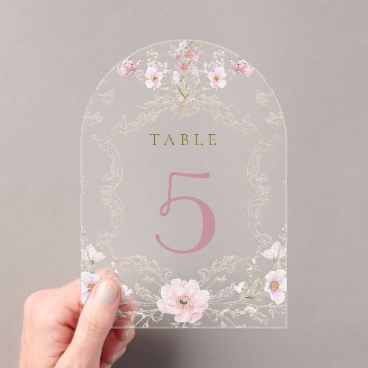 watercolor floral frame table number アクリル招待状 (インサイチュ (ポータブル))