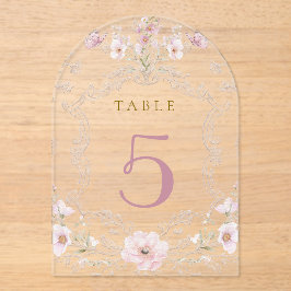 watercolor floral frame table number アクリル招待状