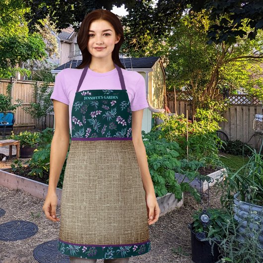 Watercolor Floral Garden Personalized エプロン