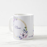 Watercolor Floral Geometric Golden Purple Wedding コーヒーマグカップ<br><div class="desc">Watercolor Floral Geometric Golden Purple Wedding Coffee Mug. Unique,  beautiful,  modern design. Easy to be personalized. Font style,  size and colors can be changed. Matching items available.</div>