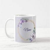 Watercolor Floral Geometric Golden Purple Wedding コーヒーマグカップ (左)