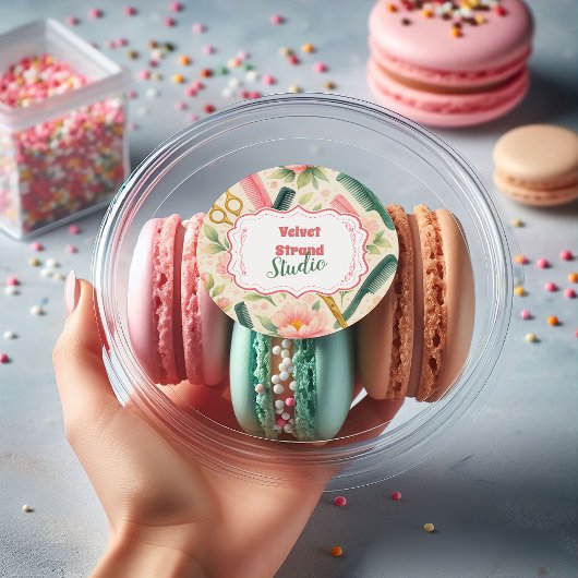 Watercolor Floral Hair Stylist Business ラウンドシール