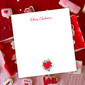 Watercolor Floral Heart Valentines Day Custom Name ノートパッド