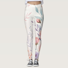 Watercolor Floral High-Waisted Leggings レギンス