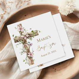 Watercolor Floral Holy Cross Baptism スタンダードカクテルナプキン