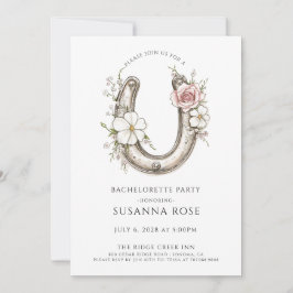 Watercolor Floral Horseshoe Bachelorette Party 招待状