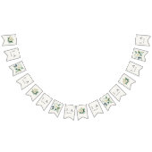 Watercolor Floral Initials and Wedding Date Custom バンティングフラッグ (全)