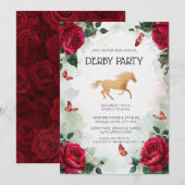 Watercolor Floral Kentucky Derby Party Invitation  招待状 (正面/裏面)
