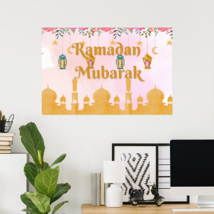 Watercolor Floral Lanterns Ramadan Mubarak Poster ポスター