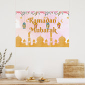 Watercolor Floral Lanterns Ramadan Mubarak Poster ポスター (キッチン)