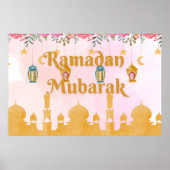 Watercolor Floral Lanterns Ramadan Mubarak Poster ポスター (正面)