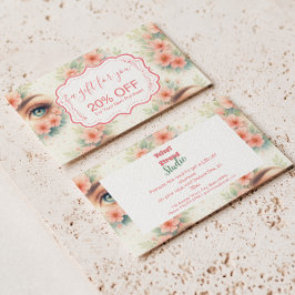 Watercolor Floral Lash Artist Beauty Studio 割引カード
