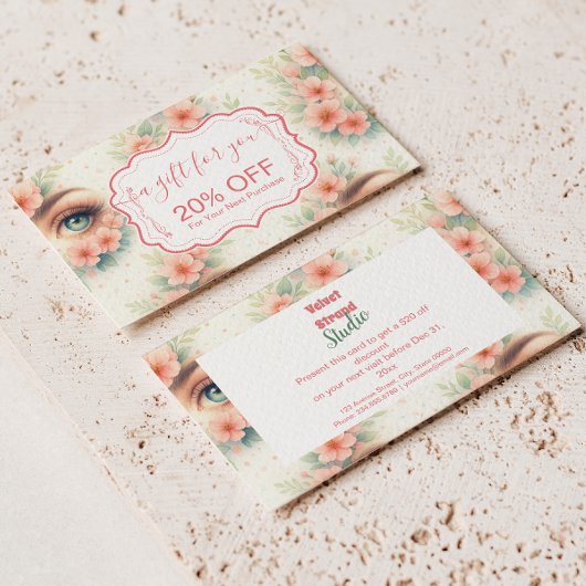 Watercolor Floral Lash Artist Beauty Studio 割引カード