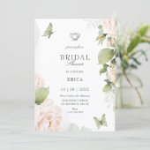 Watercolor floral leaves bridal shower 招待状 (スタンド正面)