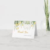 watercolor floral Lemon Bridal Shower Thank You  サンキューカード (正面)