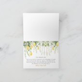 watercolor floral Lemon Bridal Shower Thank You  サンキューカード (内部)