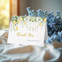 watercolor floral Lemon Bridal Shower Thank You  サンキューカード
