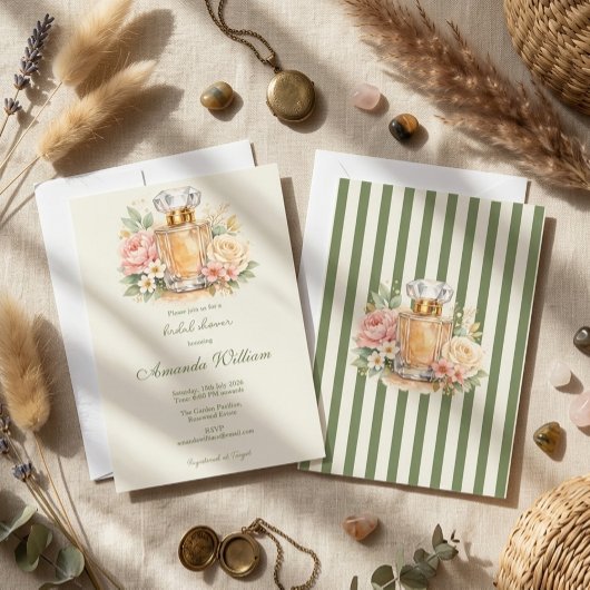 Watercolor Floral Luxury Perfume Bridal Shower 招待状